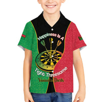 Personalised Vanuatu Darts Family Matching Tank Maxi Dress and Hawaiian Shirt Happiness Is A Tight Threesome Sand Drawing Art LT14 Son's Shirt Red - Polynesian Pride