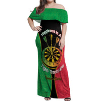 Personalised Vanuatu Darts Off Shoulder Maxi Dress Happiness Is A Tight Threesome Sand Drawing Art