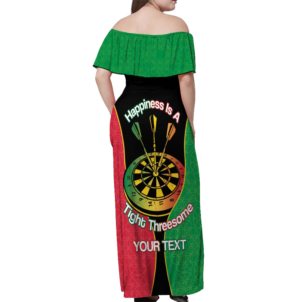 Personalised Vanuatu Darts Off Shoulder Maxi Dress Happiness Is A Tight Threesome Sand Drawing Art