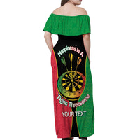 Personalised Vanuatu Darts Off Shoulder Maxi Dress Happiness Is A Tight Threesome Sand Drawing Art