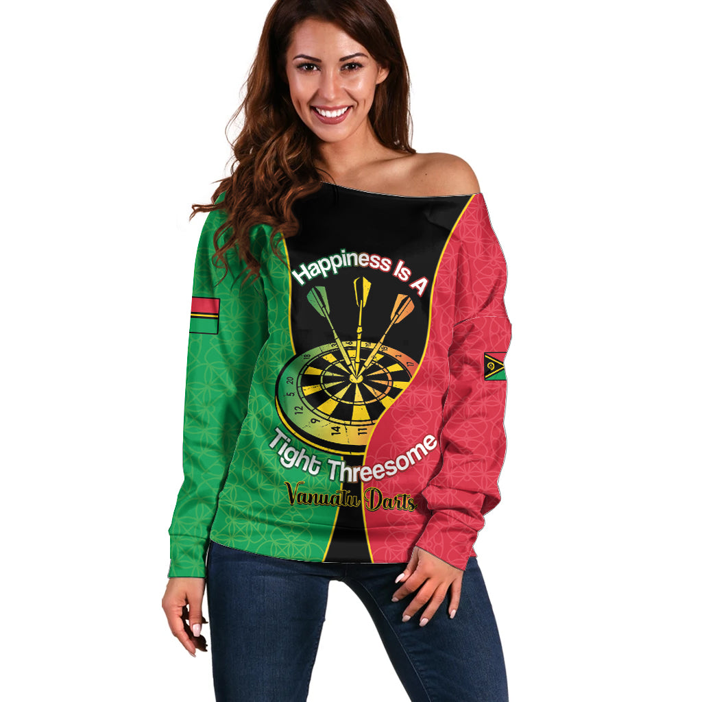 Personalised Vanuatu Darts Off Shoulder Sweater Happiness Is A Tight Threesome Sand Drawing Art