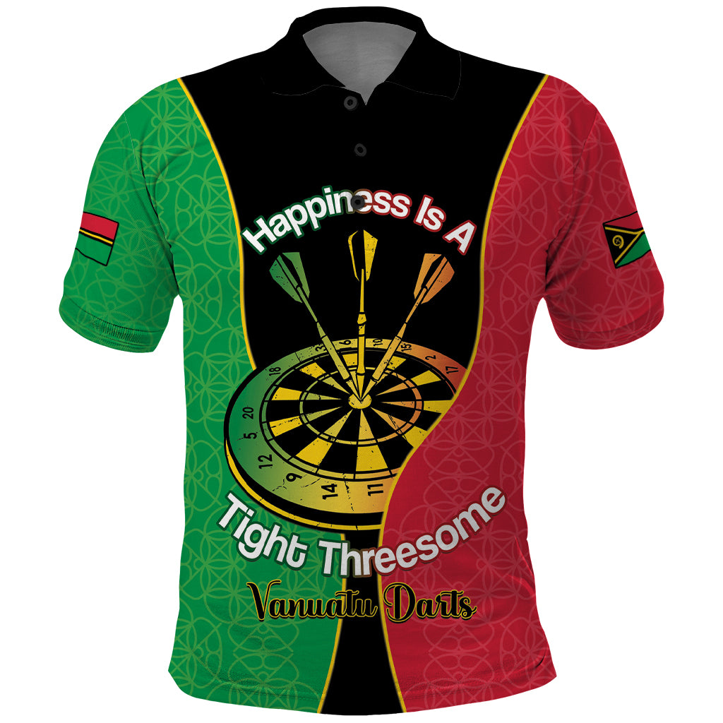 Personalised Vanuatu Darts Polo Shirt Happiness Is A Tight Threesome Sand Drawing Art