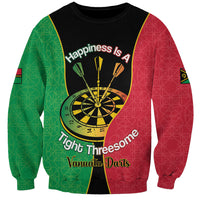 Personalised Vanuatu Darts Sweatshirt Happiness Is A Tight Threesome Sand Drawing Art