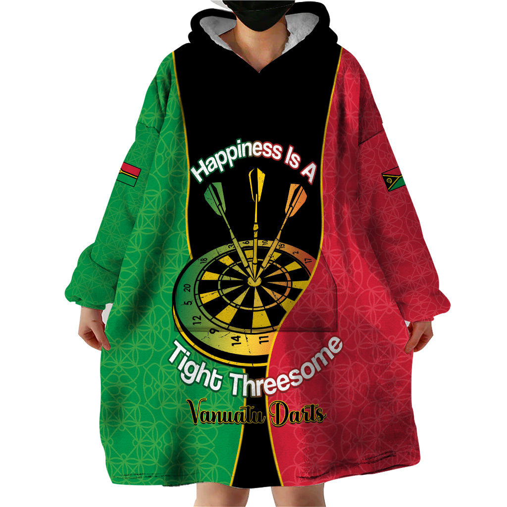 Personalised Vanuatu Darts Wearable Blanket Hoodie Happiness Is A Tight Threesome Sand Drawing Art