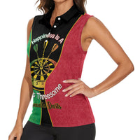 Personalised Vanuatu Darts Women Sleeveless Polo Shirt Happiness Is A Tight Threesome Sand Drawing Art