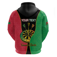 Personalised Vanuatu Darts Zip Hoodie Happiness Is A Tight Threesome Sand Drawing Art