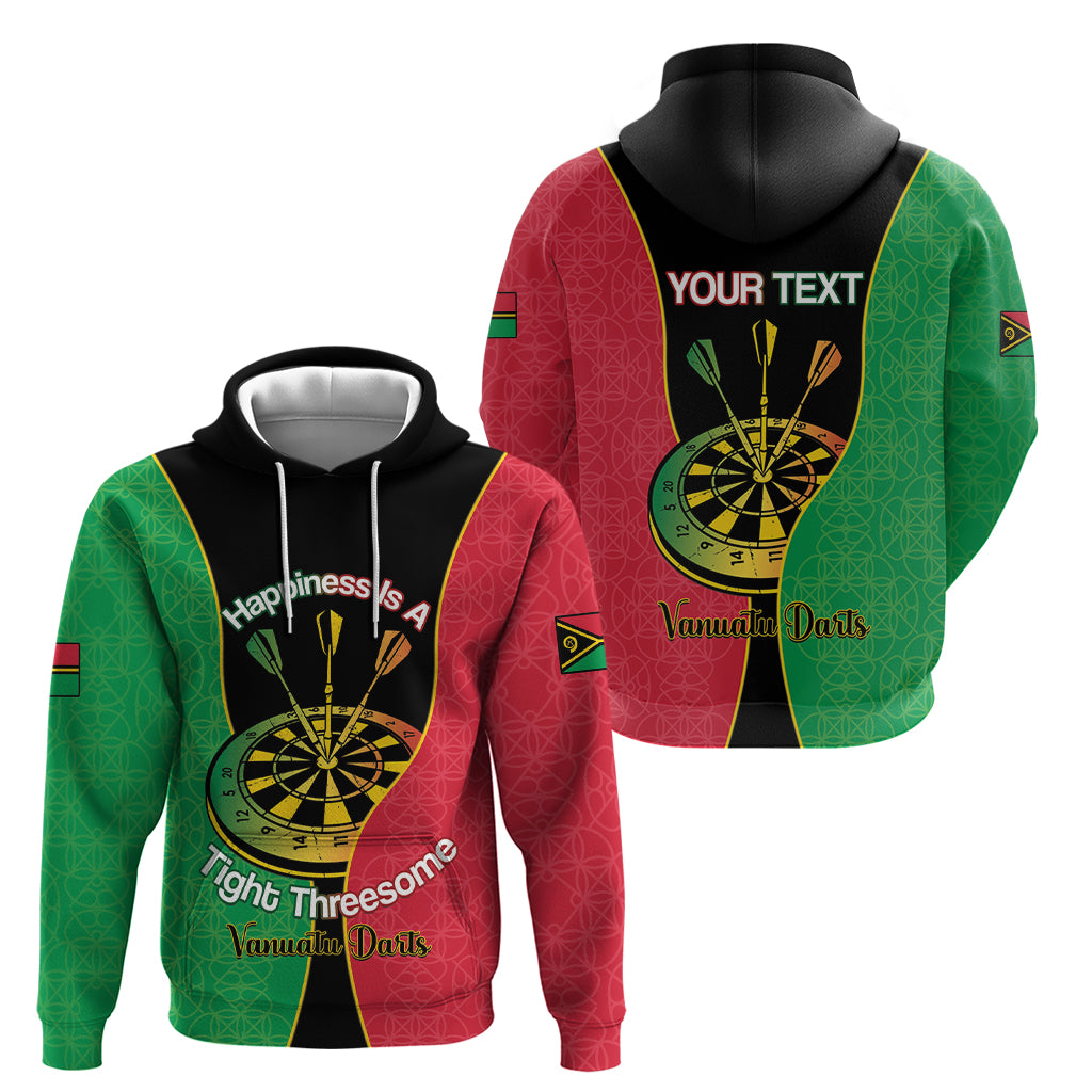 Personalised Vanuatu Darts Zip Hoodie Happiness Is A Tight Threesome Sand Drawing Art
