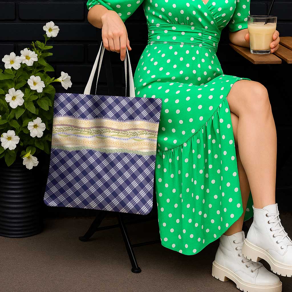 Navy Palaka Hawaii Leis Elegant Vibes Tote Bag
