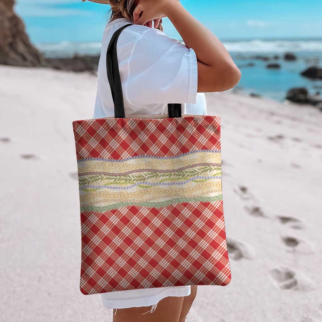 Red Palaka Hawaii Leis Elegant Vibes Tote Bag
