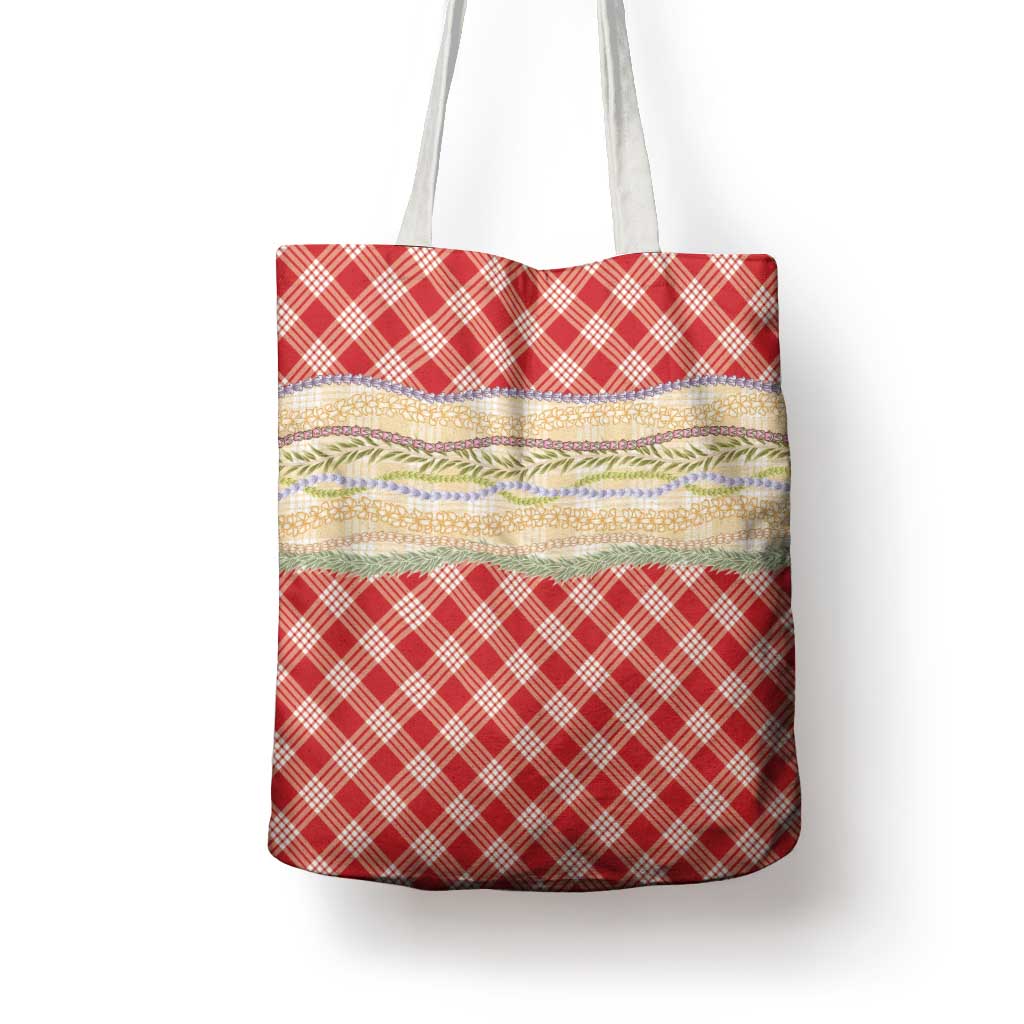 Red Palaka Hawaii Leis Elegant Vibes Tote Bag