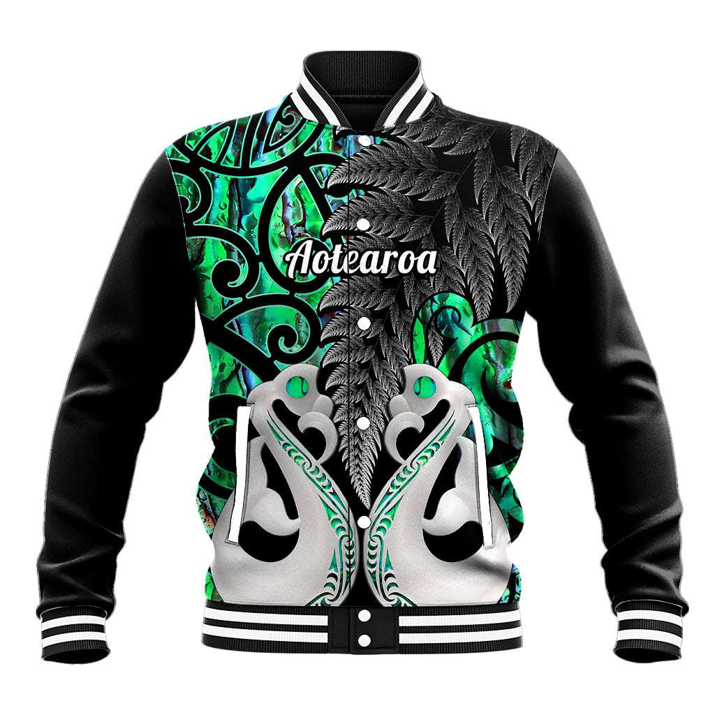 Personalised New Zealand Baseball Jacket Te Manaia Mangopare Maori And Fern Green Style LT14 Unisex Green - Polynesian Pride