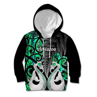 Personalised New Zealand Kid Hoodie Te Manaia Mangopare Maori And Fern Green Style LT14 Hoodie Green - Polynesian Pride