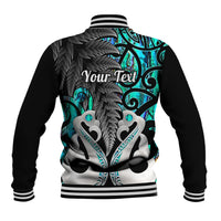 Personalised New Zealand Baseball Jacket Te Manaia Mangopare Maori And Fern Turquoise Style LT14 - Polynesian Pride