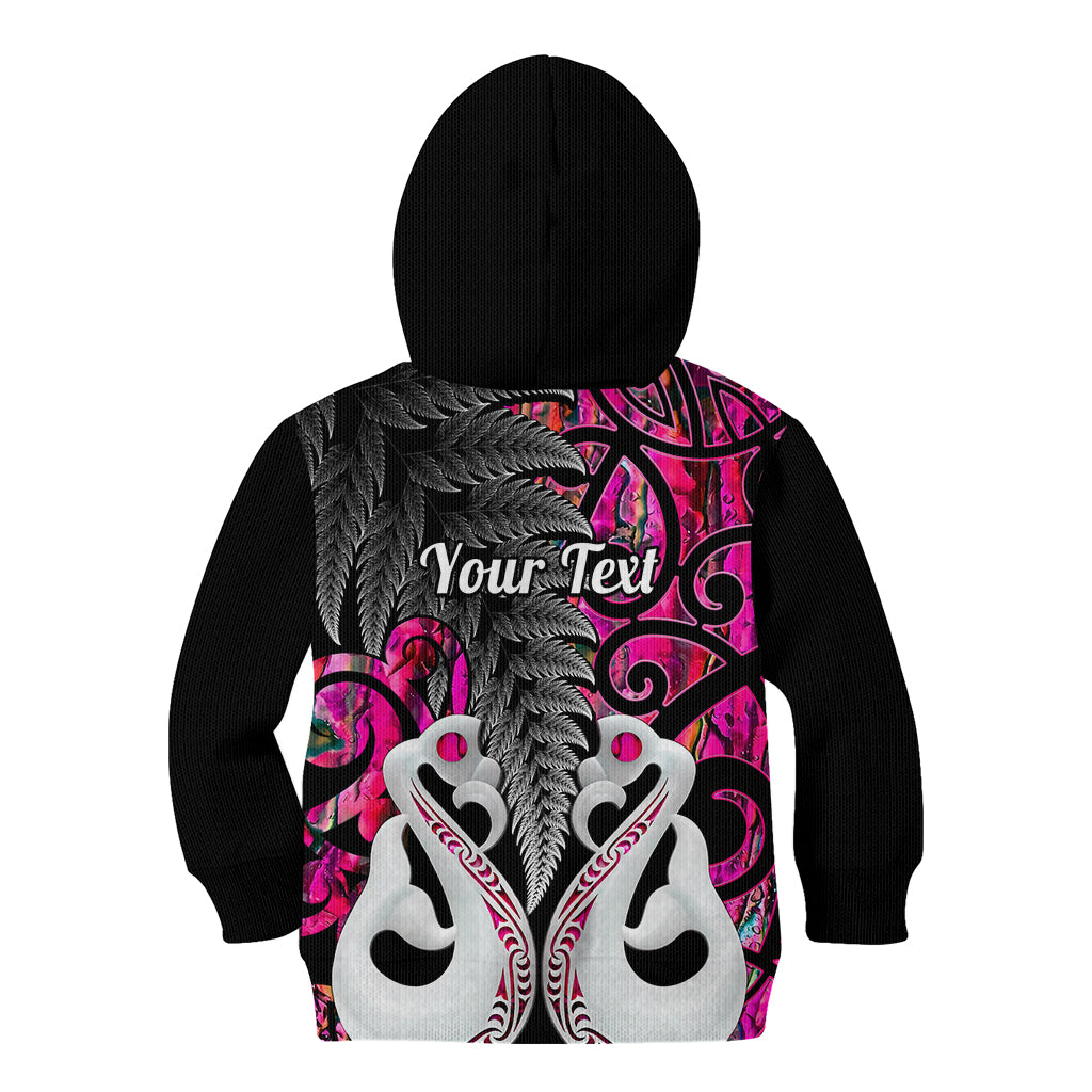 Personalised New Zealand Kid Hoodie Te Manaia Mangopare Maori And Fern Pink Style LT14 - Polynesian Pride