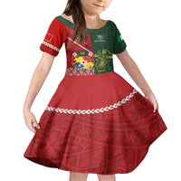 Custom Tonga And Ireland Rugby Family Matching Tank Maxi Dress and Hawaiian Shirt Ikale Tahi With Shamrocks LT14 Daughter's Dress Red - Polynesian Pride