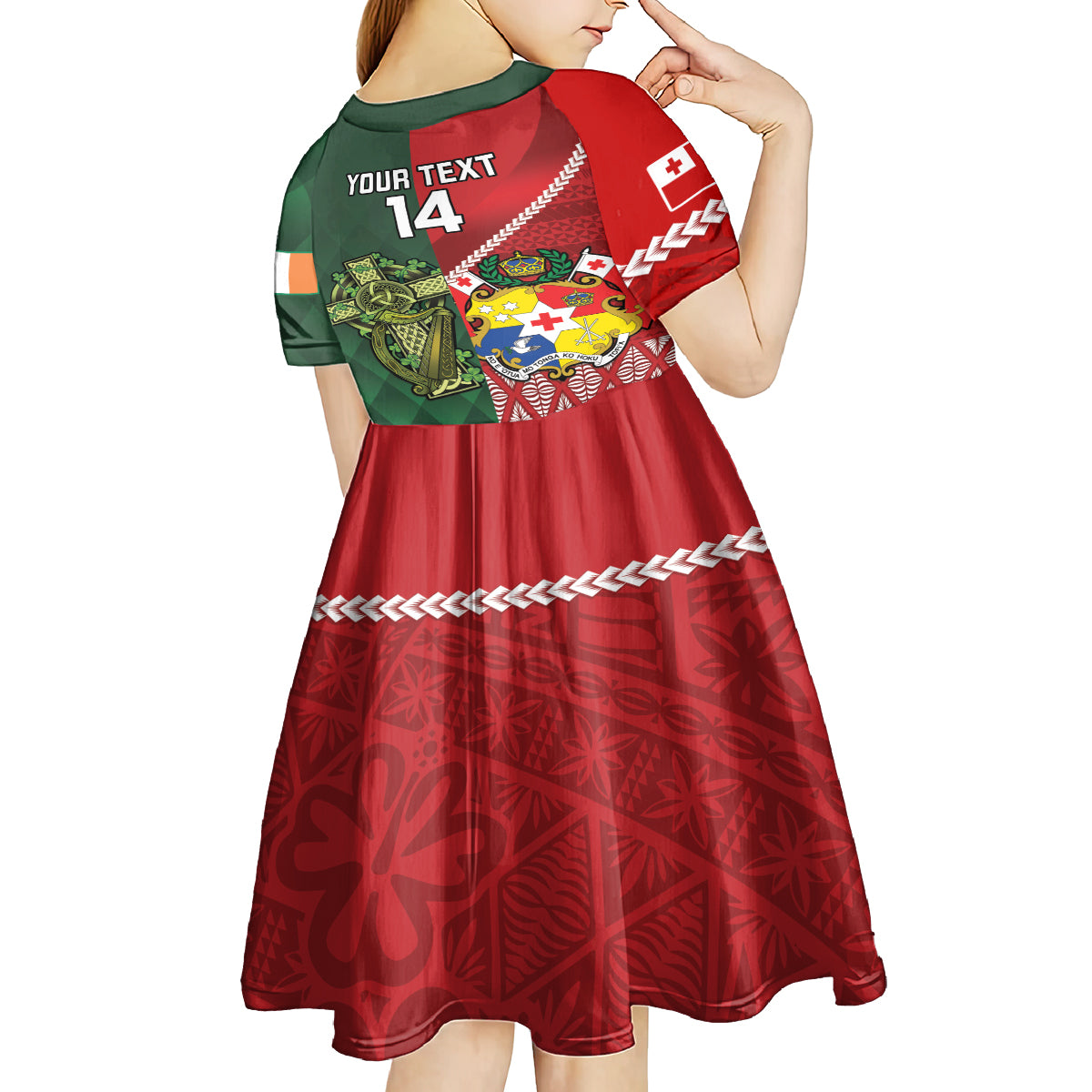 Custom Samoa And Ireland Rugby Kid Short Sleeve Dress Ikale Tahi With Shamrocks