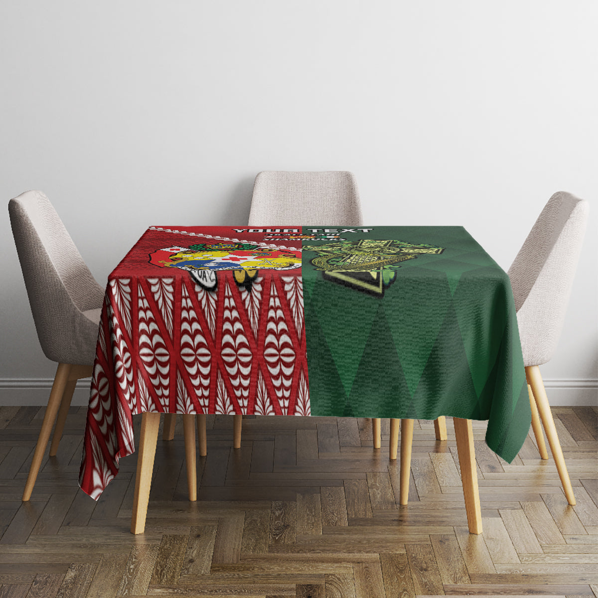 Custom Samoa And Ireland Rugby Tablecloth Ikale Tahi With Shamrocks
