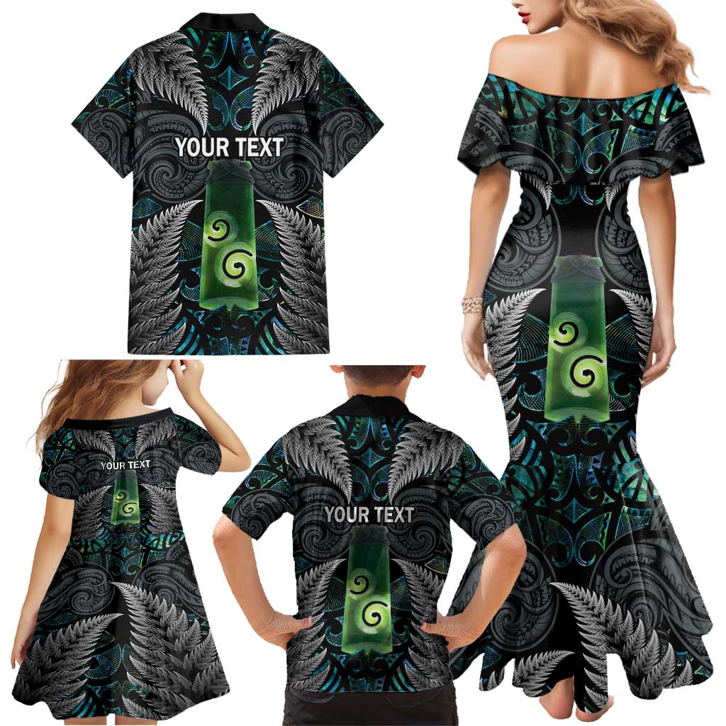 Personalised New Zealand Toki Family Matching Mermaid Dress and Hawaiian Shirt Silver Fern Mix Aotearoa Maori Pattern LT14 - Polynesian Pride