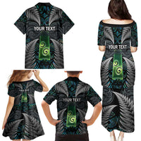 Personalised New Zealand Toki Family Matching Puletasi and Hawaiian Shirt Silver Fern Mix Aotearoa Maori Pattern LT14 - Polynesian Pride