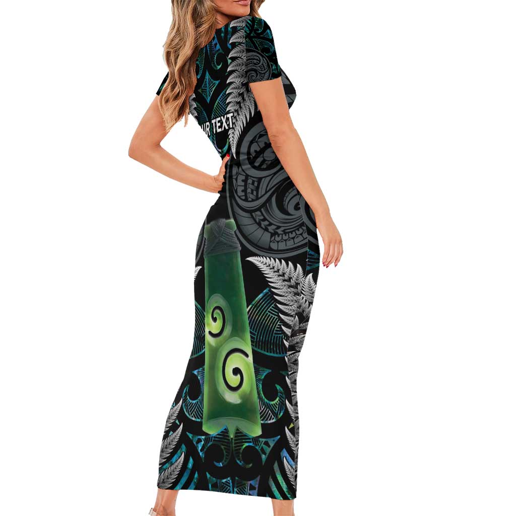 Personalised New Zealand Toki Family Matching Short Sleeve Bodycon Dress and Hawaiian Shirt Silver Fern Mix Aotearoa Maori Pattern LT14 - Polynesian Pride