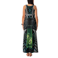 Personalised New Zealand Toki Family Matching Tank Maxi Dress and Hawaiian Shirt Silver Fern Mix Aotearoa Maori Pattern LT14 - Polynesian Pride