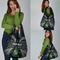 Personalised New Zealand Toki Grocery Bag Silver Fern Mix Aotearoa Maori Pattern
