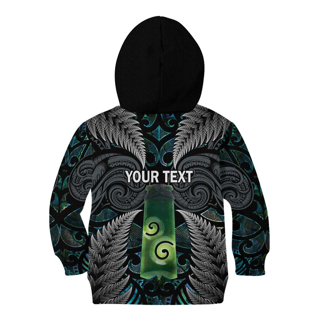 Personalised New Zealand Toki Kid Hoodie Silver Fern Mix Aotearoa Maori Pattern LT14 - Polynesian Pride