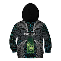 Personalised New Zealand Toki Kid Hoodie Silver Fern Mix Aotearoa Maori Pattern LT14 - Polynesian Pride