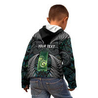 Personalised New Zealand Toki Kid Hoodie Silver Fern Mix Aotearoa Maori Pattern LT14 - Polynesian Pride