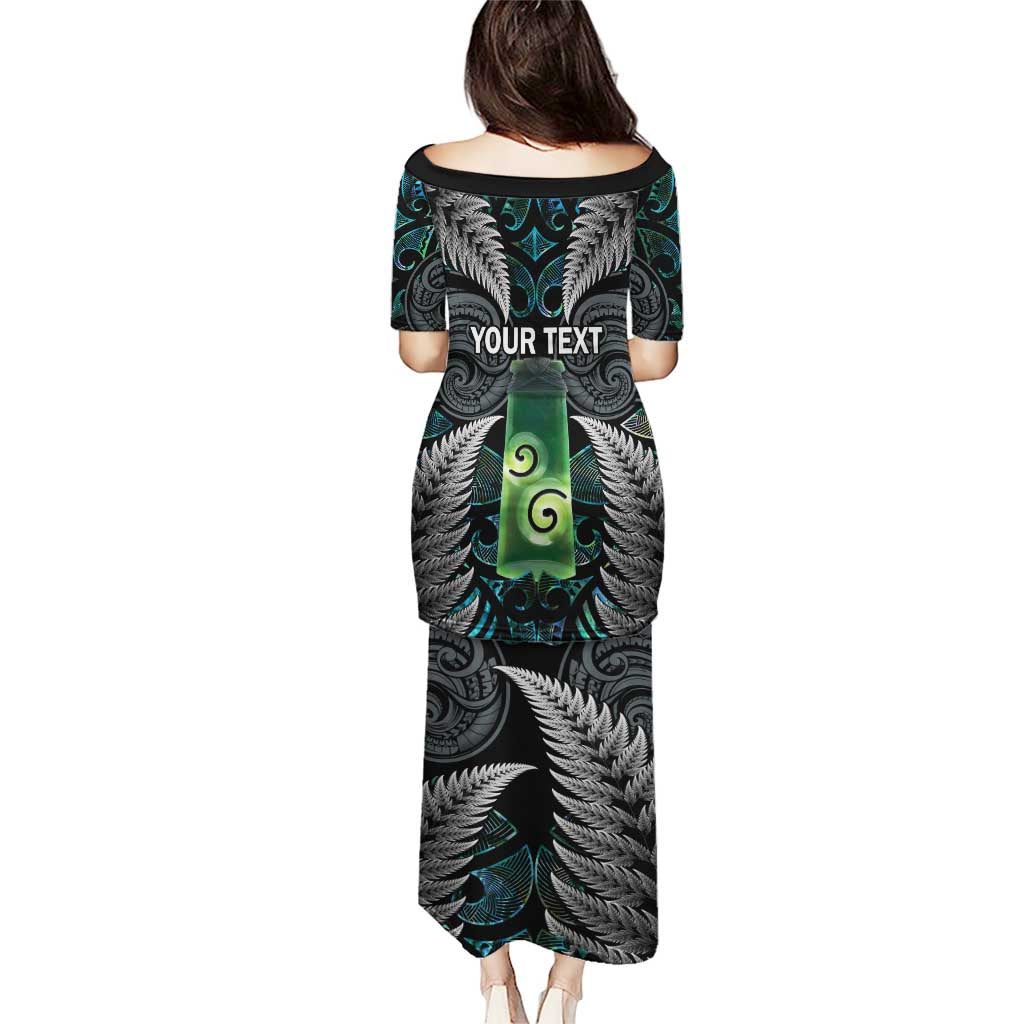 Personalised New Zealand Toki Puletasi Silver Fern Mix Aotearoa Maori Pattern
