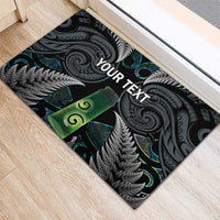 Personalised New Zealand Toki Rubber Doormat Silver Fern Mix Aotearoa Maori Pattern