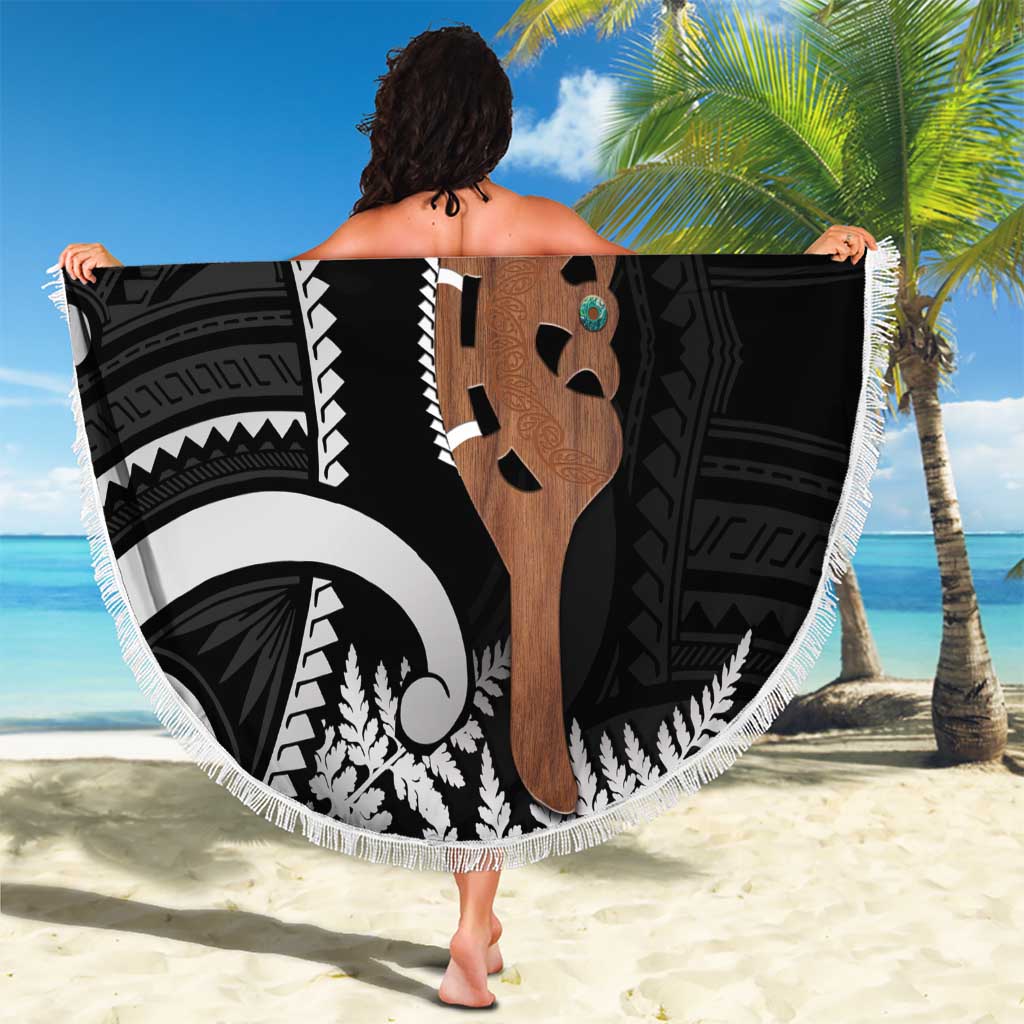 New Zealand Maripi Beach Blanket Silver Fern Mix Aotearoa Maori Pattern