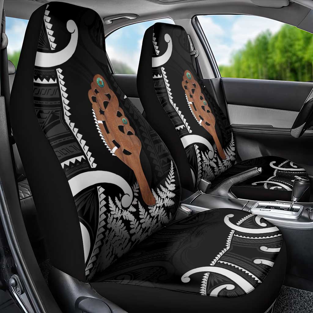 New Zealand Maripi Car Seat Cover Silver Fern Mix Aotearoa Maori Pattern