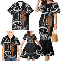 New Zealand Maripi Family Matching Mermaid Dress and Hawaiian Shirt Silver Fern Mix Aotearoa Maori Pattern LT14 - Polynesian Pride