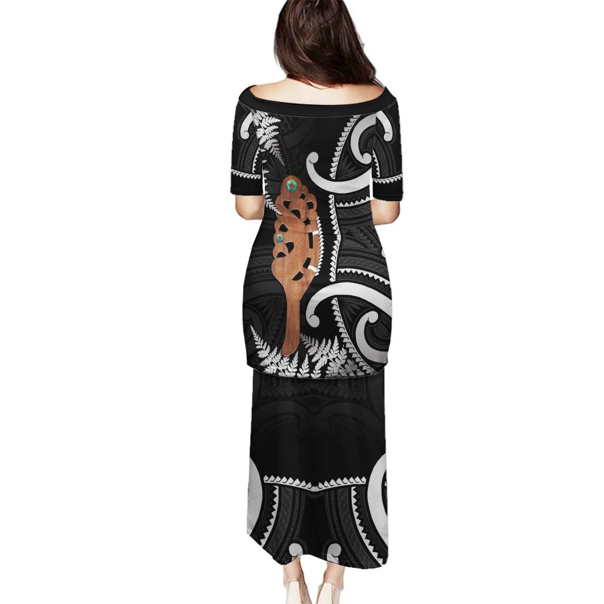 New Zealand Maripi Family Matching Puletasi and Hawaiian Shirt Silver Fern Mix Aotearoa Maori Pattern LT14 - Polynesian Pride