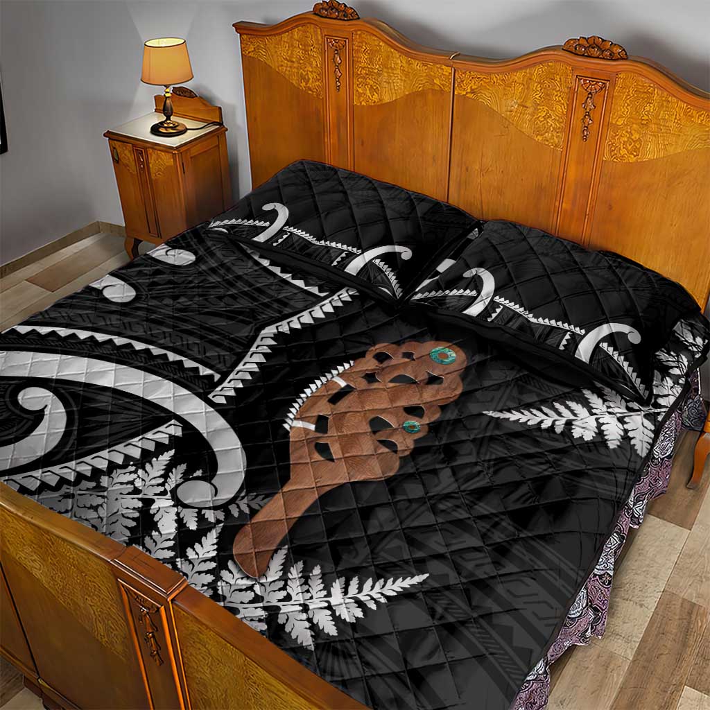 New Zealand Maripi Quilt Bed Set Silver Fern Mix Aotearoa Maori Pattern LT14 - Polynesian Pride