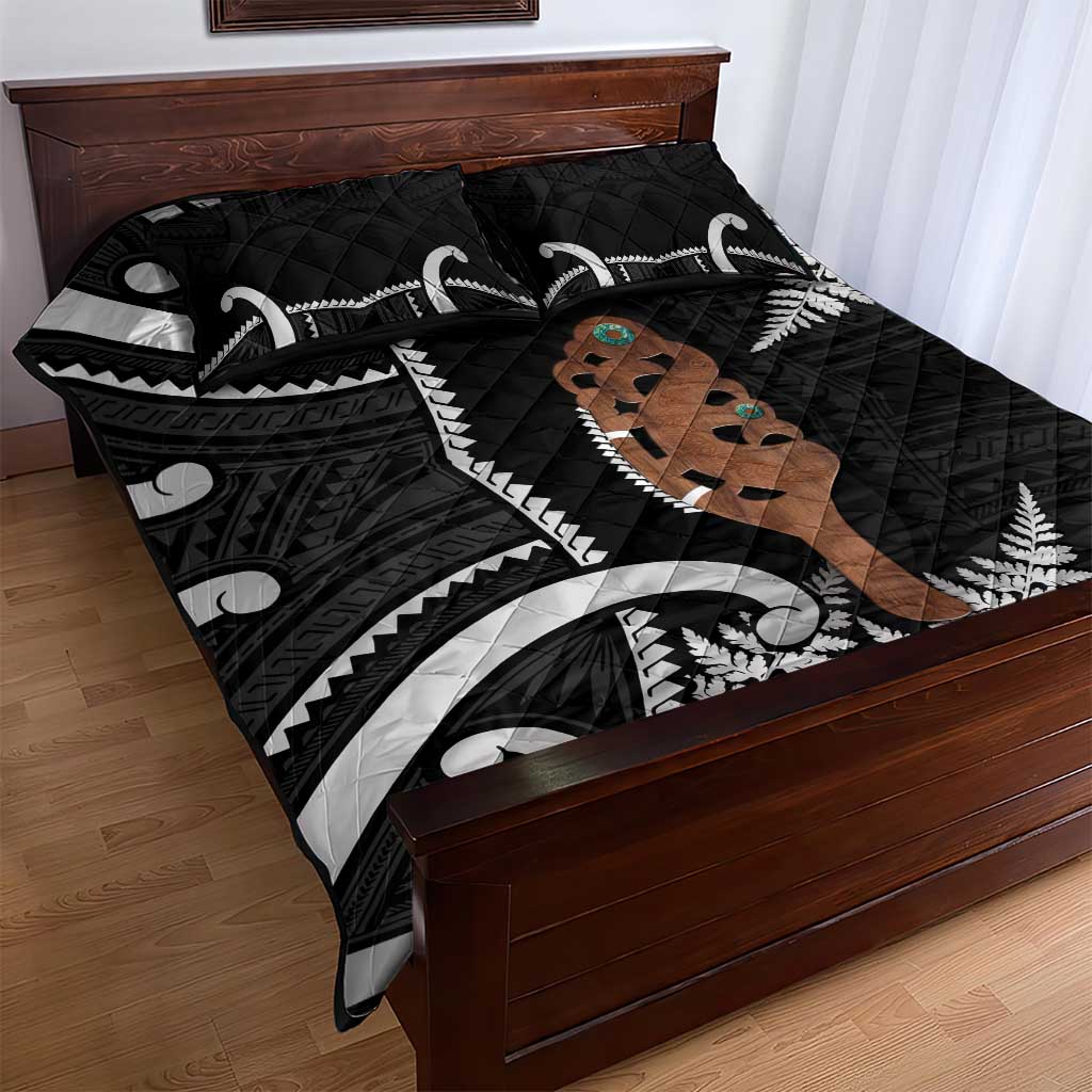 New Zealand Maripi Quilt Bed Set Silver Fern Mix Aotearoa Maori Pattern LT14 - Polynesian Pride