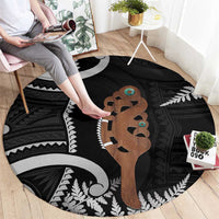 New Zealand Maripi Round Carpet Silver Fern Mix Aotearoa Maori Pattern LT14 - Polynesian Pride