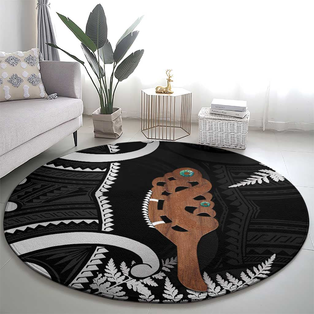 New Zealand Maripi Round Carpet Silver Fern Mix Aotearoa Maori Pattern LT14 - Polynesian Pride