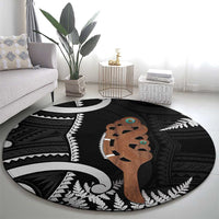 New Zealand Maripi Round Carpet Silver Fern Mix Aotearoa Maori Pattern LT14 - Polynesian Pride