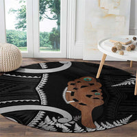 New Zealand Maripi Round Carpet Silver Fern Mix Aotearoa Maori Pattern LT14 - Polynesian Pride