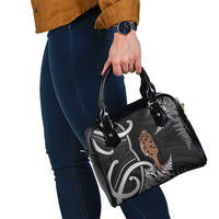 New Zealand Maripi Shoulder Handbag Silver Fern Mix Aotearoa Maori Pattern