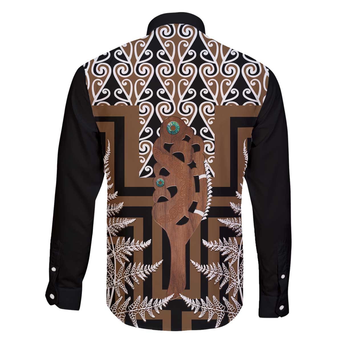 New Zealand Family Matching Off The Shoulder Long Sleeve Dress and Hawaiian Shirt Maori Maripi Knife With Poutama Art LT14 - Polynesian Pride