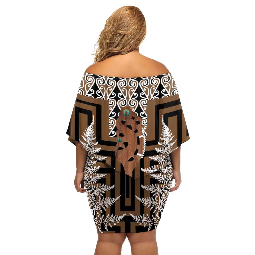 New Zealand Family Matching Off Shoulder Short Dress and Hawaiian Shirt Maori Maripi Knife With Poutama Art LT14 - Polynesian Pride