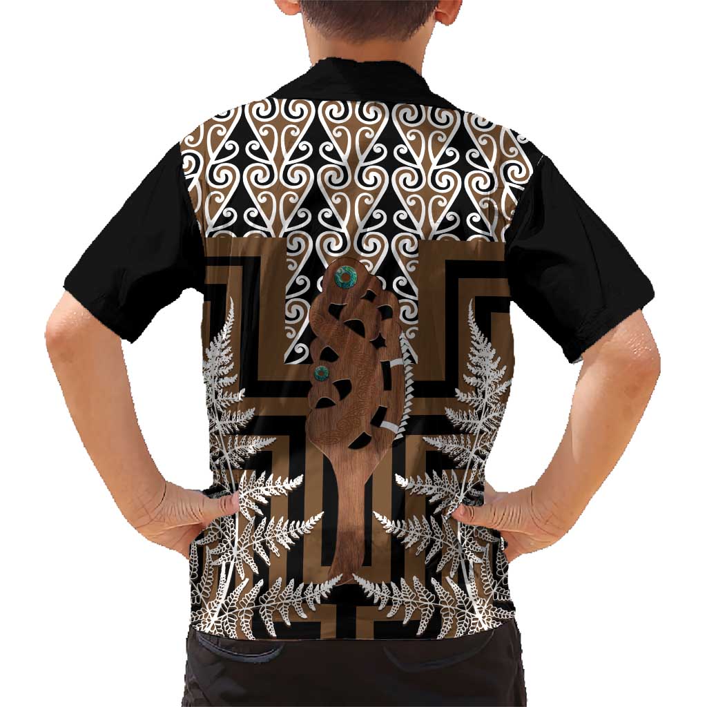 New Zealand Family Matching Short Sleeve Bodycon Dress and Hawaiian Shirt Maori Maripi Knife With Poutama Art LT14 - Polynesian Pride