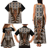 New Zealand Family Matching Tank Maxi Dress and Hawaiian Shirt Maori Maripi Knife With Poutama Art LT14 - Polynesian Pride