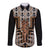 New Zealand Long Sleeve Button Shirt Maori Maripi Knife With Poutama Art