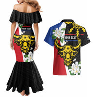 Personalised Philippines Carabao Couples Matching Mermaid Dress and Hawaiian Shirt Filipino Sun Mix Sampaguita Flower LT14 - Polynesian Pride