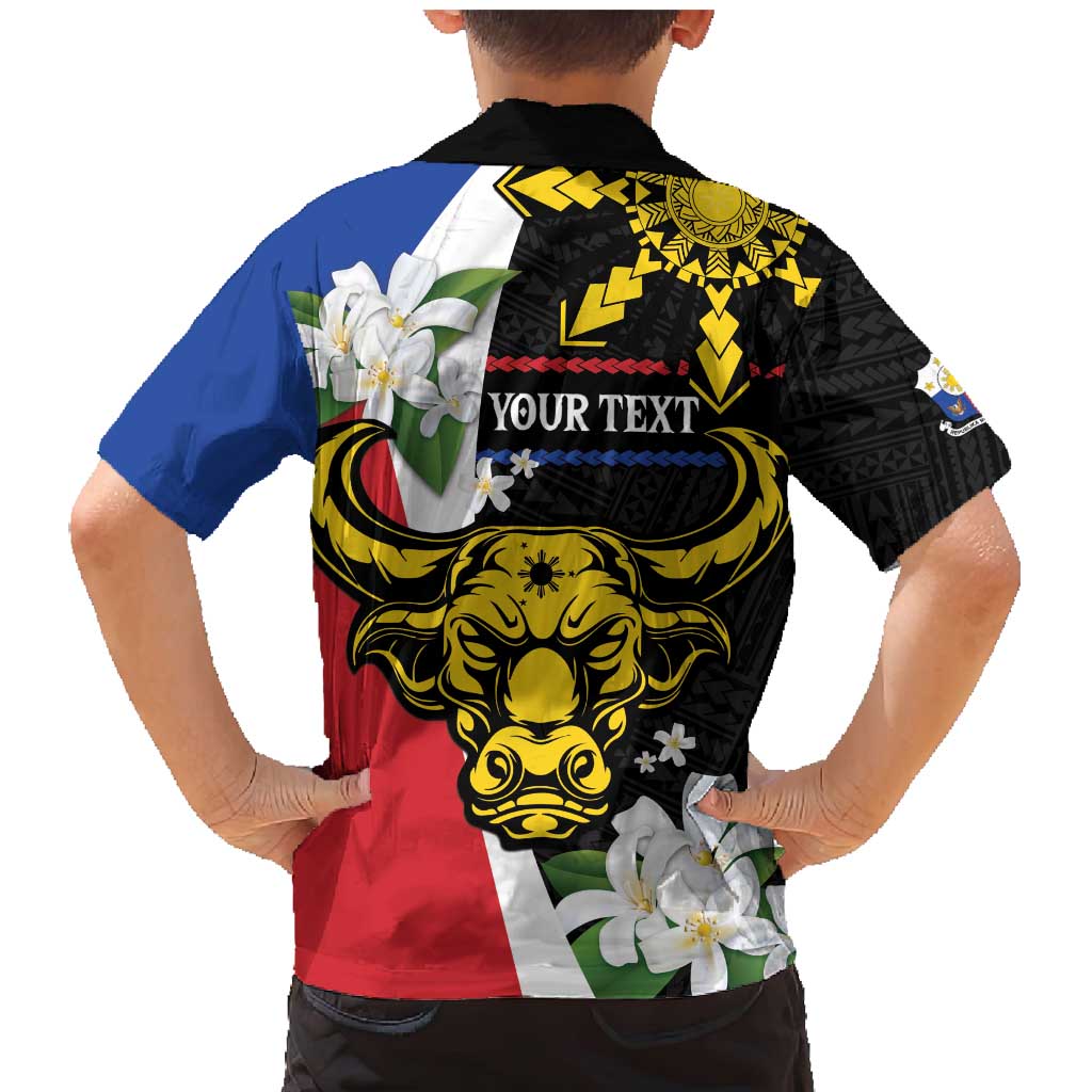 Personalised Philippines Carabao Family Matching Mermaid Dress and Hawaiian Shirt Filipino Sun Mix Sampaguita Flower LT14 - Polynesian Pride