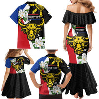 Personalised Philippines Carabao Family Matching Mermaid Dress and Hawaiian Shirt Filipino Sun Mix Sampaguita Flower LT14 - Polynesian Pride